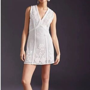 Anthropologie Not So Serious by Pallavi Mohan Deep-V Mini Dress